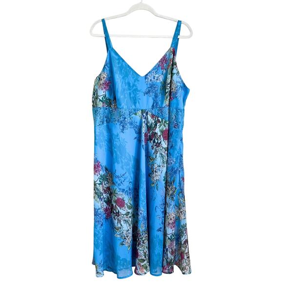 The Pyramid Collection Y2K Floral Dress Size 1X Blue Fairy Chiffon Lace Cottage - Picture 1 of 10